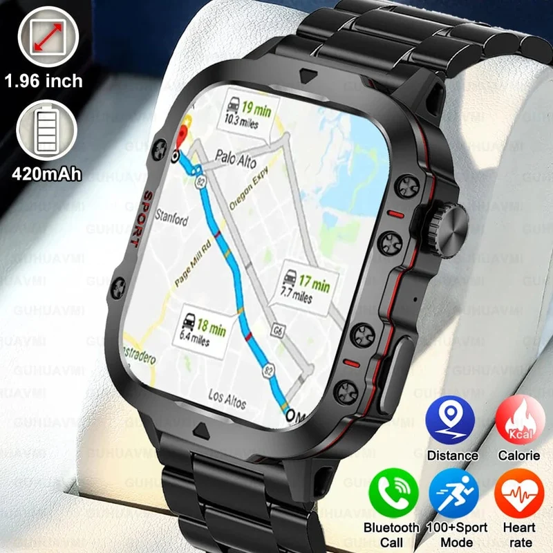 2024 Neue robuste militärische GPS-Smartwatch für Männer, AMOLED-HD-Bildschirm, Herzfrequenz, Bluetooth-Anruf, wasserdichte Outdoor-Smartwatch für Xiaomi