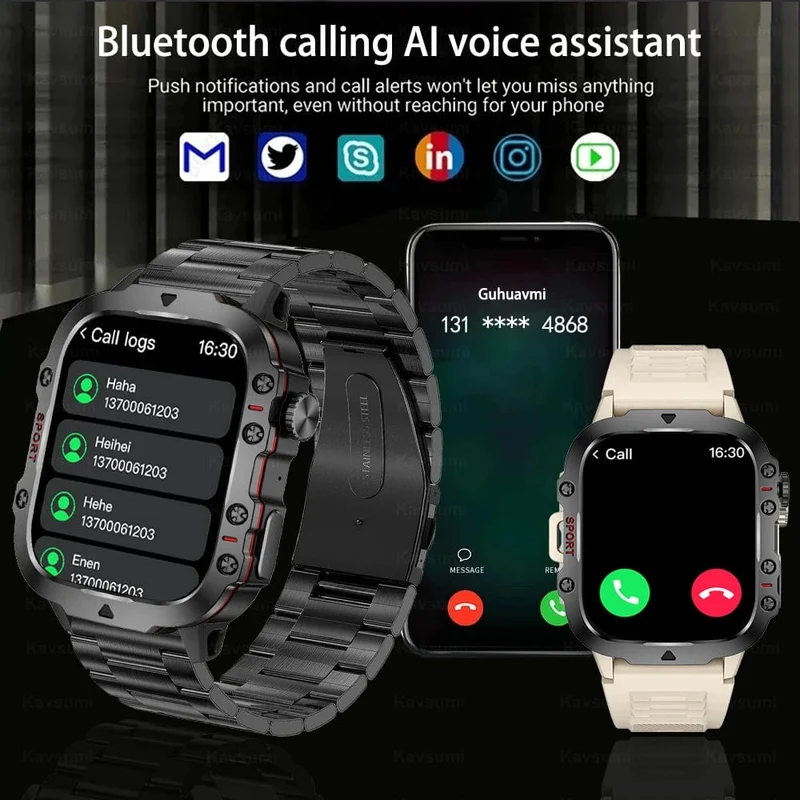 2024 Neue robuste militärische GPS-Smartwatch für Männer, AMOLED-HD-Bildschirm, Herzfrequenz, Bluetooth-Anruf, wasserdichte Outdoor-Smartwatch für Xiaomi