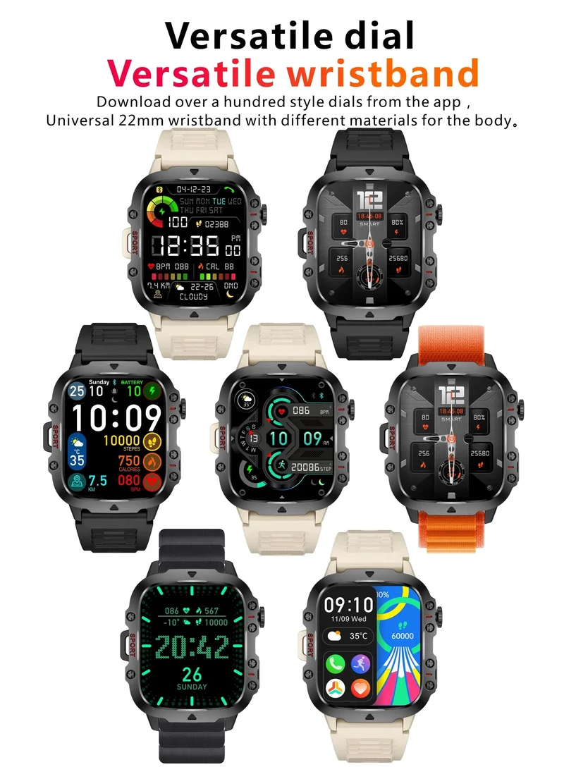 2024 Neue robuste militärische GPS-Smartwatch für Männer, AMOLED-HD-Bildschirm, Herzfrequenz, Bluetooth-Anruf, wasserdichte Outdoor-Smartwatch für Xiaomi