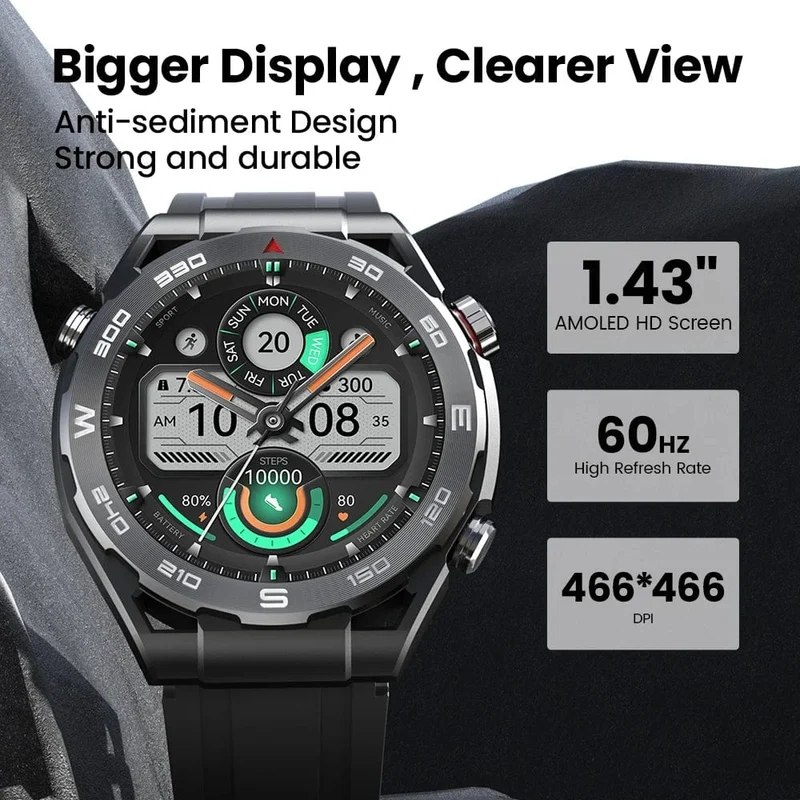 HAYLOU Watch R8 Smartwatch 1.43 Zoll AMOLED HD-Display Smartwatch Bluetooth-Anruf- und Sprachassistent Multi-Grade Robustheitsuhr