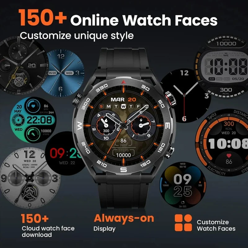 HAYLOU Watch R8 Smartwatch 1.43 Zoll AMOLED HD-Display Smartwatch Bluetooth-Anruf- und Sprachassistent Multi-Grade Robustheitsuhr