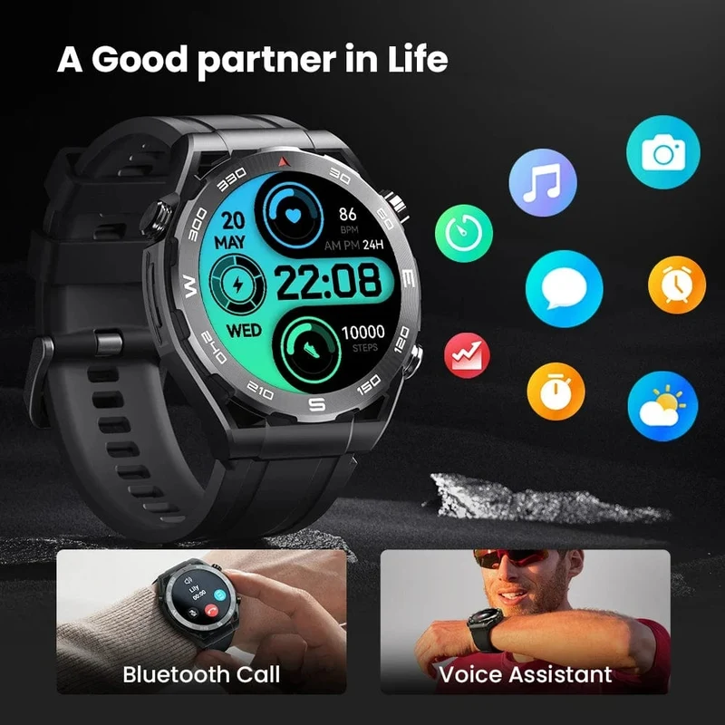 HAYLOU Watch R8 Smartwatch 1.43 Zoll AMOLED HD-Display Smartwatch Bluetooth-Anruf- und Sprachassistent Multi-Grade Robustheitsuhr
