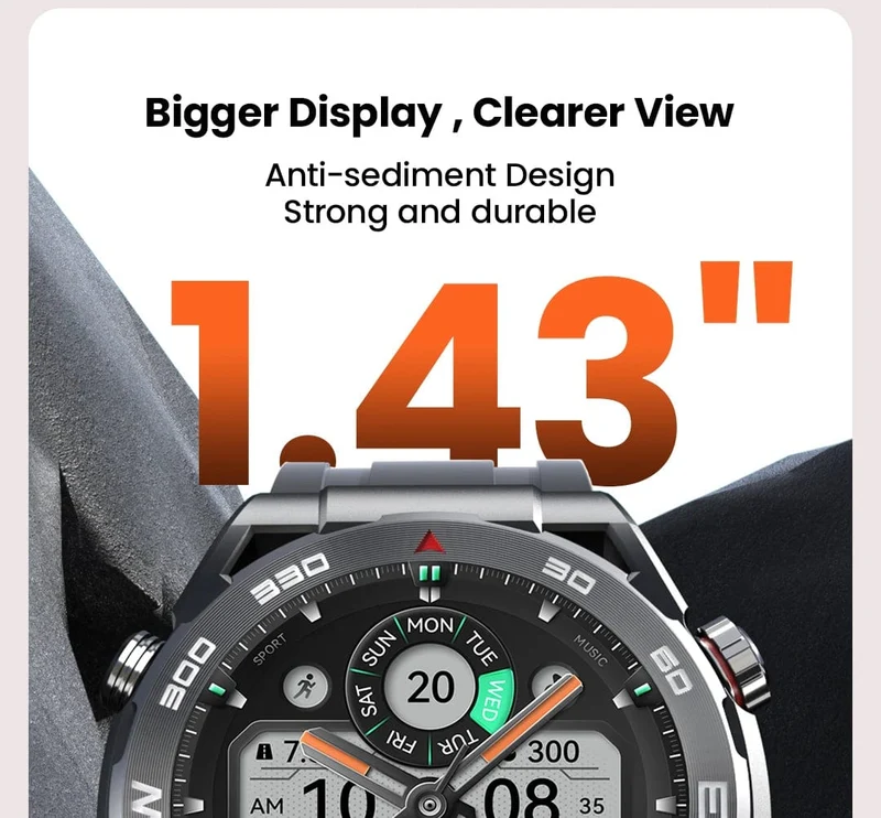 HAYLOU Watch R8 Smartwatch 1.43 Zoll AMOLED HD-Display Smartwatch Bluetooth-Anruf- und Sprachassistent Multi-Grade Robustheitsuhr