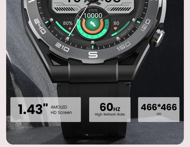 HAYLOU Watch R8 Smartwatch 1.43 Zoll AMOLED HD-Display Smartwatch Bluetooth-Anruf- und Sprachassistent Multi-Grade Robustheitsuhr