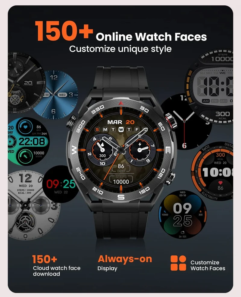 HAYLOU Watch R8 Smartwatch 1.43 Zoll AMOLED HD-Display Smartwatch Bluetooth-Anruf- und Sprachassistent Multi-Grade Robustheitsuhr