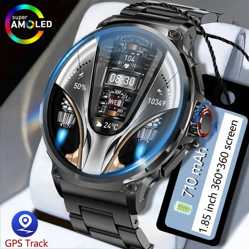 2024 Neu für Huawei Xiaomi Männer GPS Track Smart Watch 1.85 Zoll Ultra HD AMOLED Bildschirm 710 Mah Akku Bluetooth Anruf Smartwatch