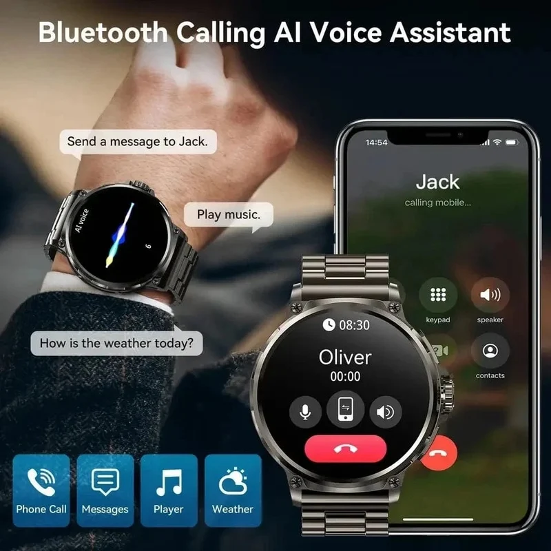2024 Neu für Huawei Xiaomi Männer GPS Track Smart Watch 1.85 Zoll Ultra HD AMOLED Bildschirm 710 Mah Akku Bluetooth Anruf Smartwatch