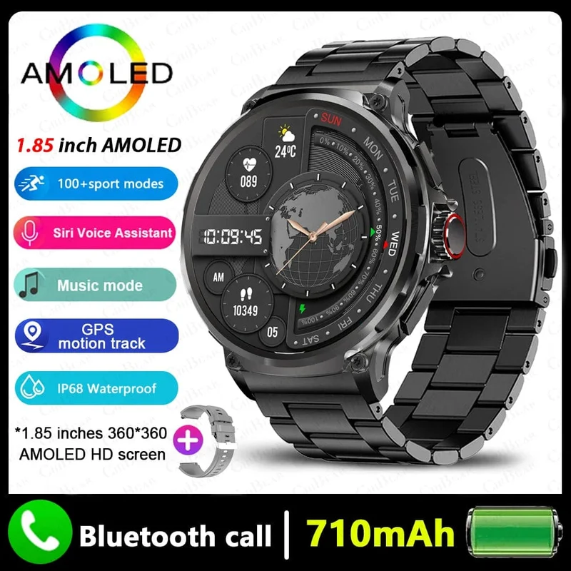2024 Neu für Huawei Xiaomi Männer GPS Track Smart Watch 1.85 Zoll Ultra HD AMOLED Bildschirm 710 Mah Akku Bluetooth Anruf Smartwatch