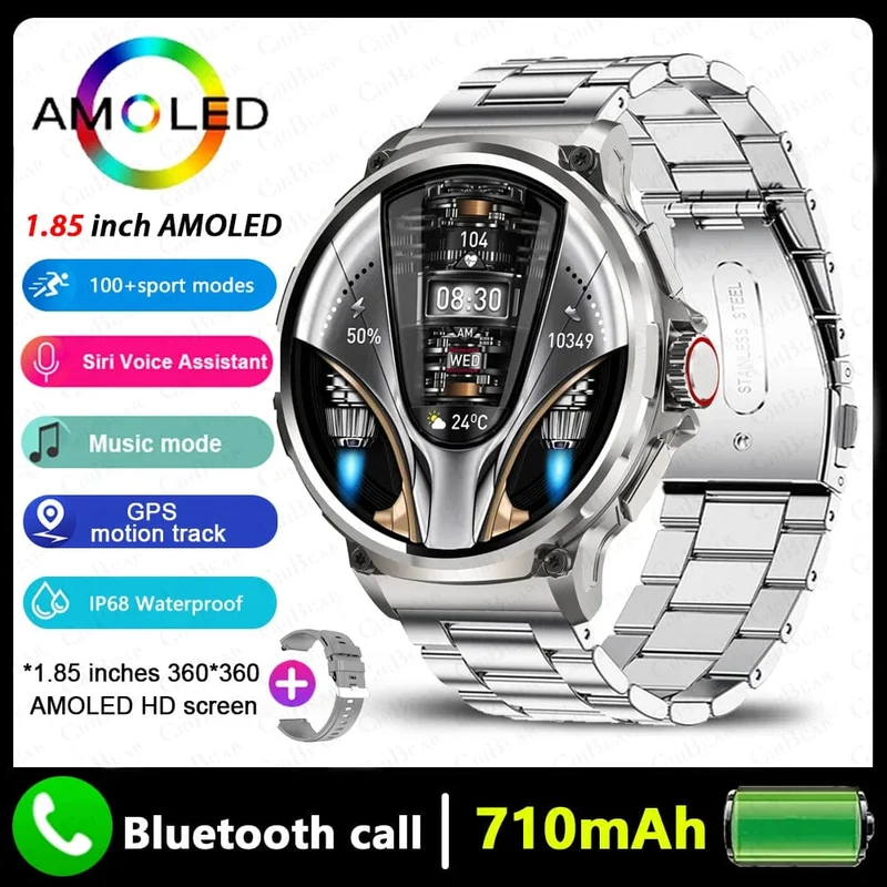 2024 Neu für Huawei Xiaomi Männer GPS Track Smart Watch 1.85 Zoll Ultra HD AMOLED Bildschirm 710 Mah Akku Bluetooth Anruf Smartwatch