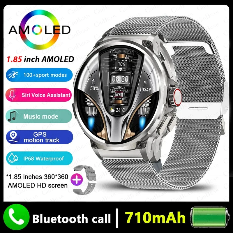 2024 Neu für Huawei Xiaomi Männer GPS Track Smart Watch 1.85 Zoll Ultra HD AMOLED Bildschirm 710 Mah Akku Bluetooth Anruf Smartwatch