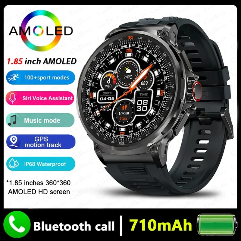 2024 Neu für Huawei Xiaomi Männer GPS Track Smart Watch 1.85 Zoll Ultra HD AMOLED Bildschirm 710 Mah Akku Bluetooth Anruf Smartwatch