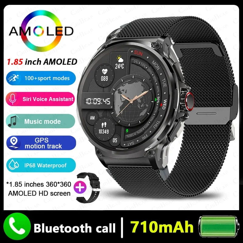2024 Neu für Huawei Xiaomi Männer GPS Track Smart Watch 1.85 Zoll Ultra HD AMOLED Bildschirm 710 Mah Akku Bluetooth Anruf Smartwatch