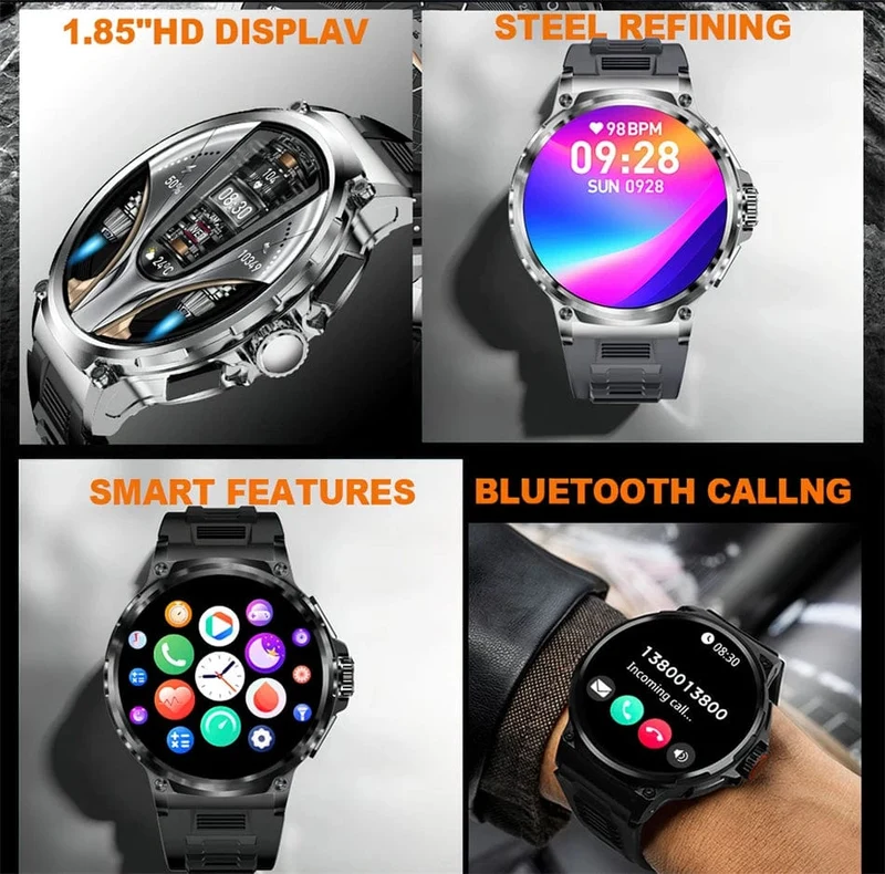 2024 Neu für Huawei Xiaomi Männer GPS Track Smart Watch 1.85 Zoll Ultra HD AMOLED Bildschirm 710 Mah Akku Bluetooth Anruf Smartwatch