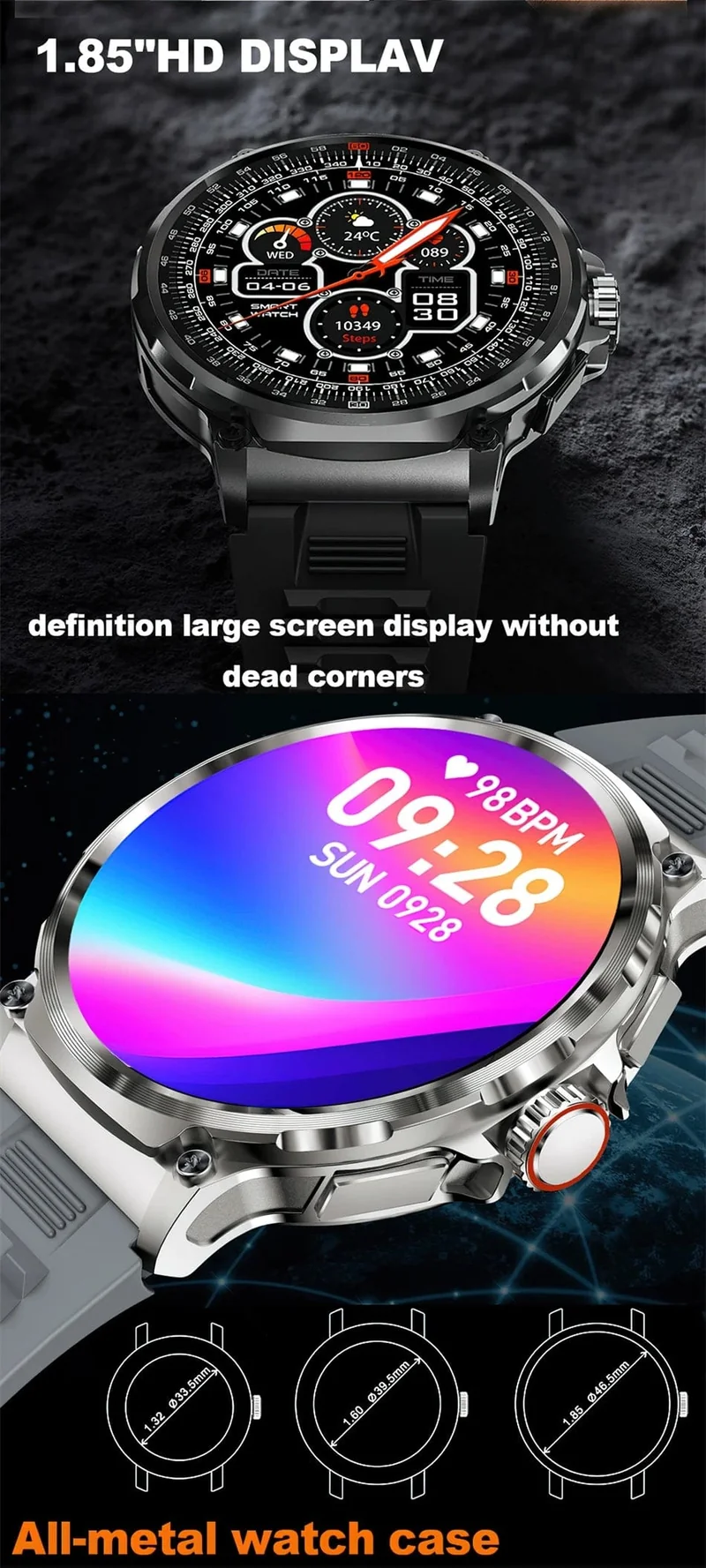 2024 Neu für Huawei Xiaomi Männer GPS Track Smart Watch 1.85 Zoll Ultra HD AMOLED Bildschirm 710 Mah Akku Bluetooth Anruf Smartwatch