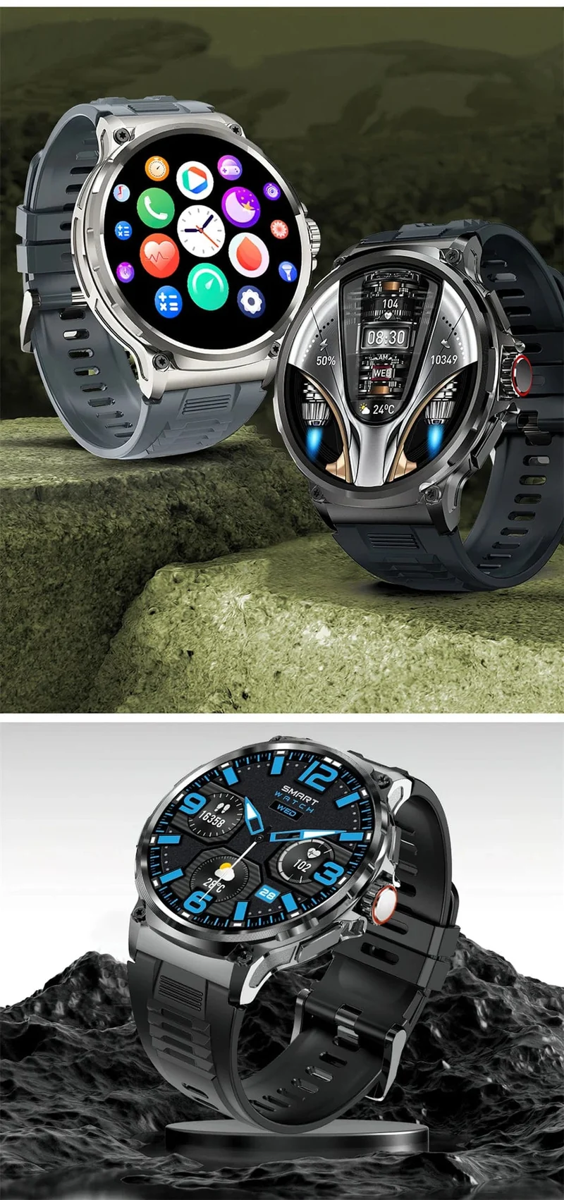 2024 Neu für Huawei Xiaomi Männer GPS Track Smart Watch 1.85 Zoll Ultra HD AMOLED Bildschirm 710 Mah Akku Bluetooth Anruf Smartwatch