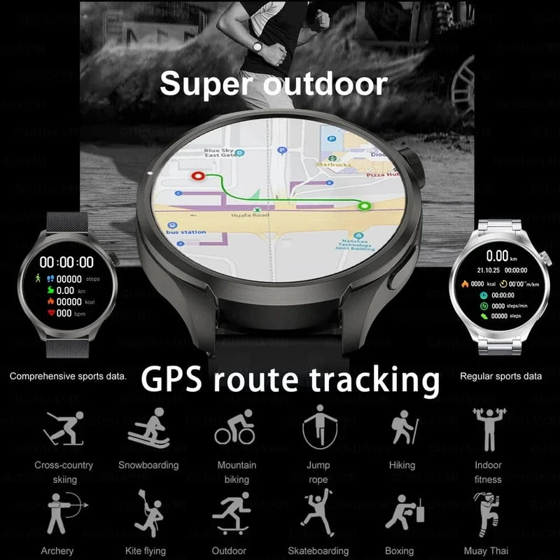 2024Neu für HUAWEI Sport Smart Armband Herrenuhr 1.85 AMOLED Bildschirm GPS Kompass Höhenmesser Wasserdicht Bluetooth Anruf SmartWatch