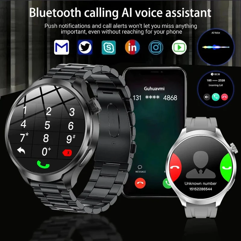 2024Neu für HUAWEI Sport Smart Armband Herrenuhr 1.85 AMOLED Bildschirm GPS Kompass Höhenmesser Wasserdicht Bluetooth Anruf SmartWatch