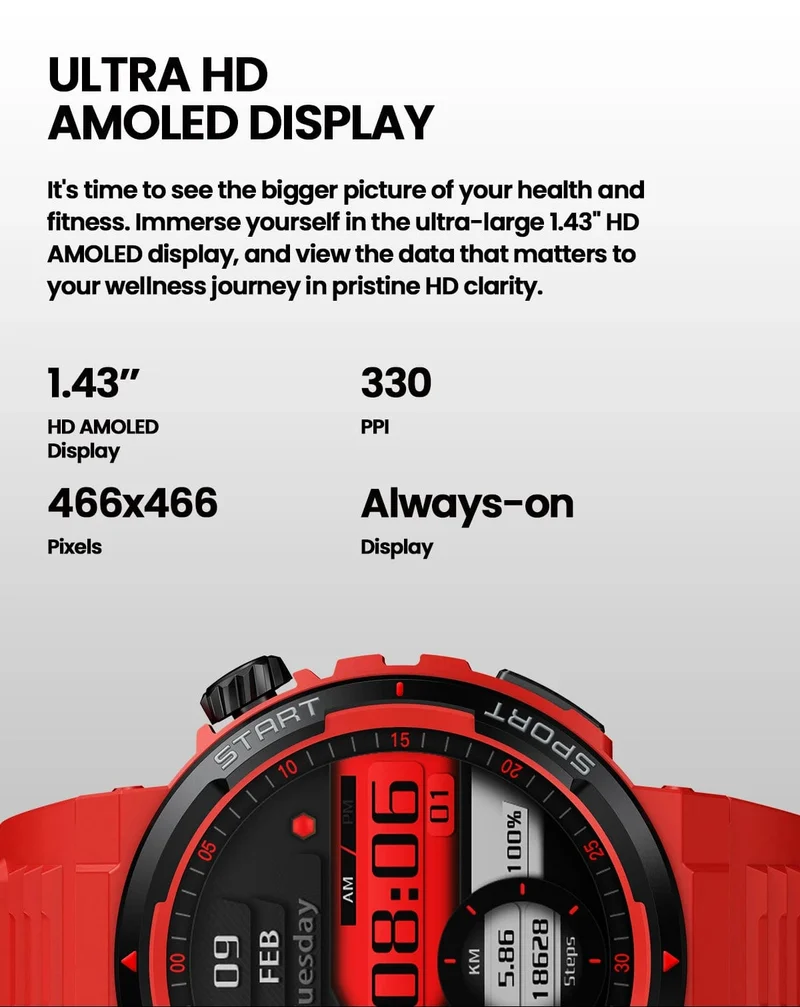 Neu Zeblaze Ares 3 Plus 1.43 ''HD AMOLED Display Smartwatch Bluetooth Telefon-gespräche Neue 3D Interaktive Sport Smart