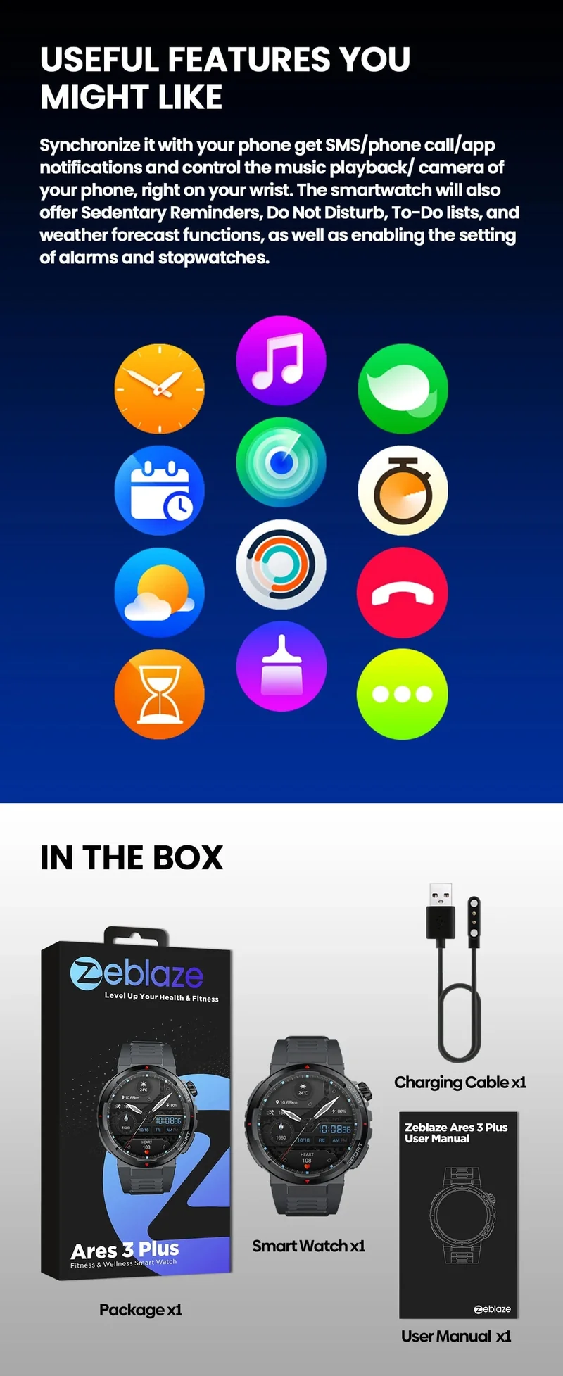 Neu Zeblaze Ares 3 Plus 1.43 ''HD AMOLED Display Smartwatch Bluetooth Telefon-gespräche Neue 3D Interaktive Sport Smart