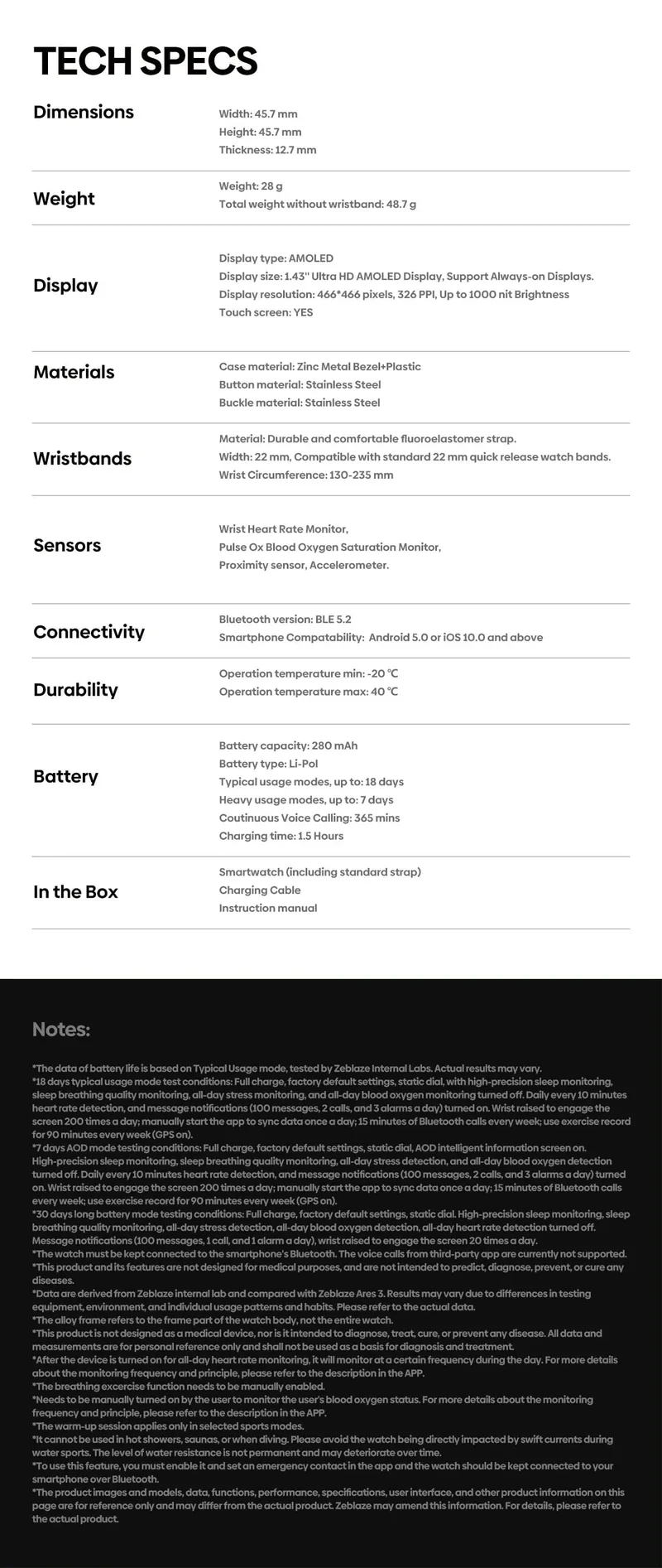 Neu Zeblaze Ares 3 Plus 1.43 ''HD AMOLED Display Smartwatch Bluetooth Telefon-gespräche Neue 3D Interaktive Sport Smart