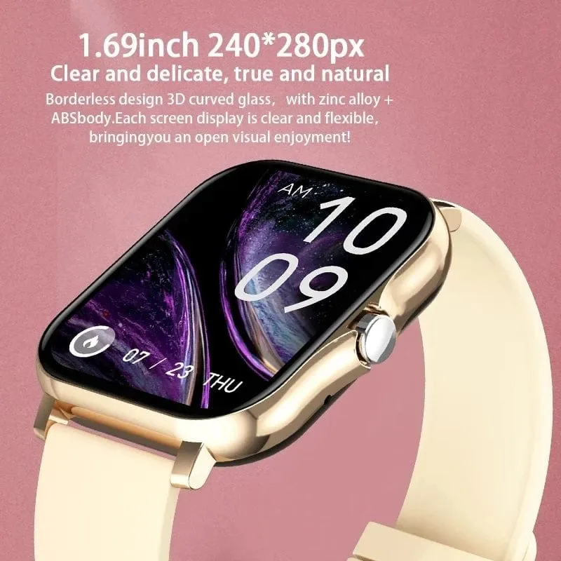 2024 Smart Watch für Männer und Frauen, Geschenk, 1.69 Zoll, Voll-Touchscreen, Sport-Fitnessuhren, Bluetooth-Anrufe, digitale Smartwatch, Armbanduhr