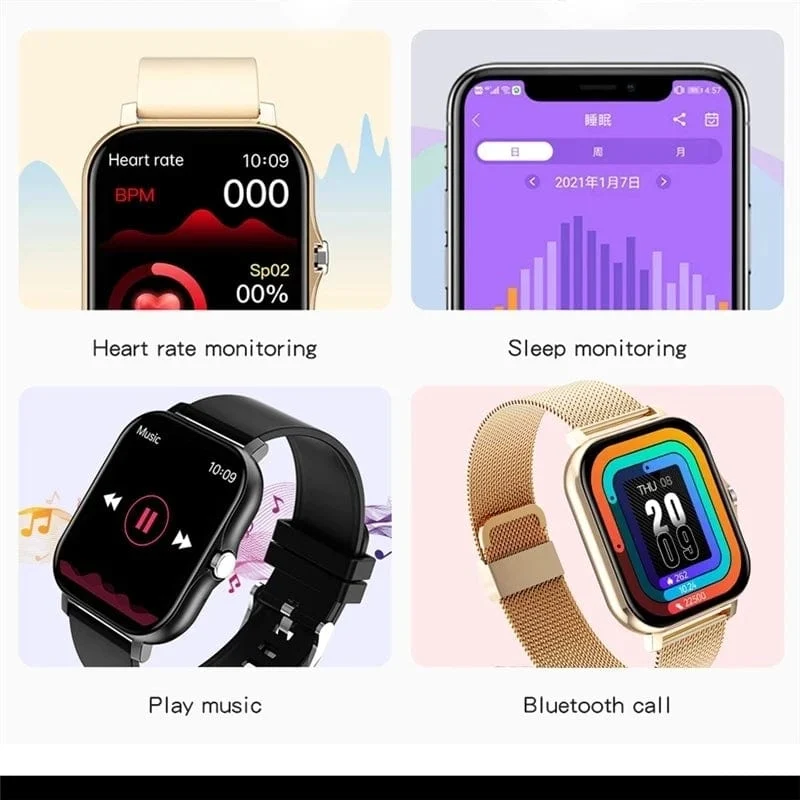 2024 Smart Watch für Männer und Frauen, Geschenk, 1.69 Zoll, Voll-Touchscreen, Sport-Fitnessuhren, Bluetooth-Anrufe, digitale Smartwatch, Armbanduhr