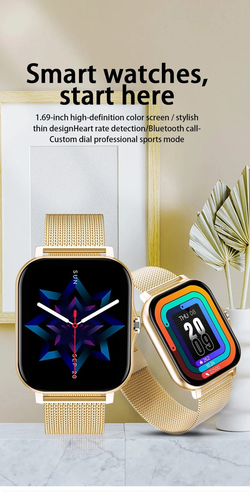 2024 Smart Watch für Männer und Frauen, Geschenk, 1.69 Zoll, Voll-Touchscreen, Sport-Fitnessuhren, Bluetooth-Anrufe, digitale Smartwatch, Armbanduhr