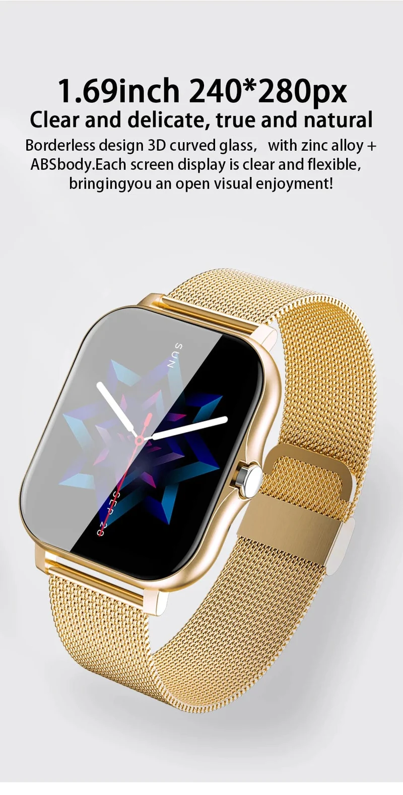 2024 Smart Watch für Männer und Frauen, Geschenk, 1.69 Zoll, Voll-Touchscreen, Sport-Fitnessuhren, Bluetooth-Anrufe, digitale Smartwatch, Armbanduhr