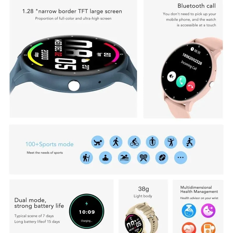 Neue Bluetooth Anruf Smart Uhr Männer Fitness Tracker Herzfrequenz Schlaf Überwachung Sport Wasserdichte Smartwatch Frauen Für Android IOS