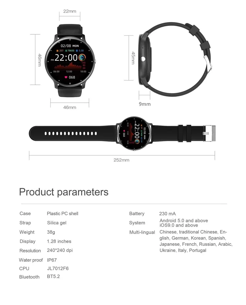 Neue Bluetooth Anruf Smart Uhr Männer Fitness Tracker Herzfrequenz Schlaf Überwachung Sport Wasserdichte Smartwatch Frauen Für Android IOS
