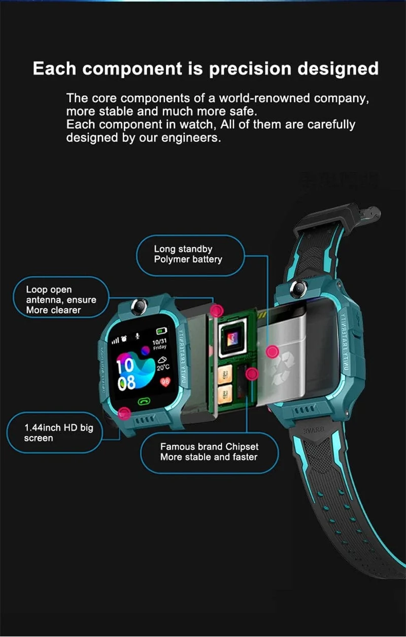 KGG Q19 Kinder-Smartwatch, 2 g, SIM-Karte, Smartwatch für Kinder, SOS-Anruf, Telefonkamera, Voice-Chat, Foto, Geschenk für Junge und Mädchen, Farbbildschirm