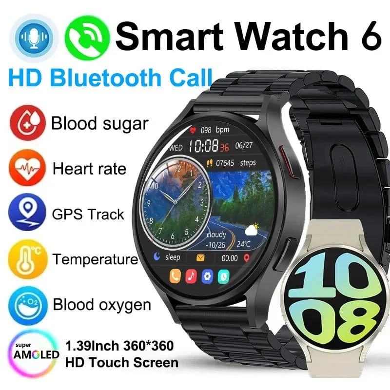 Smart Watch 1.4-Zoll-HD-Bildschirm Smartwatch GPS-Tracking Herzfrequenz Körpertemperatur Smart Watch für Samsung Galaxy 2024 Neu