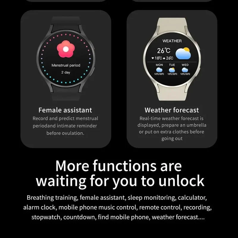 Smart Watch 1.4-Zoll-HD-Bildschirm Smartwatch GPS-Tracking Herzfrequenz Körpertemperatur Smart Watch für Samsung Galaxy 2024 Neu