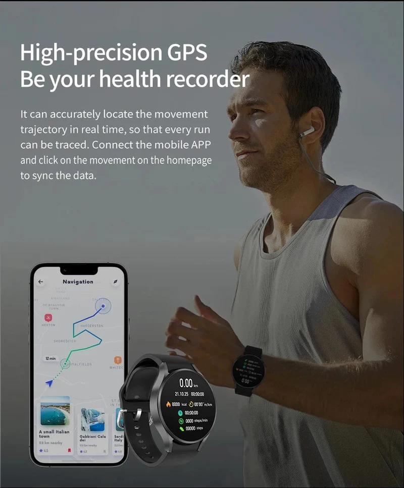 Smart Watch 1.4-Zoll-HD-Bildschirm Smartwatch GPS-Tracking Herzfrequenz Körpertemperatur Smart Watch für Samsung Galaxy 2024 Neu