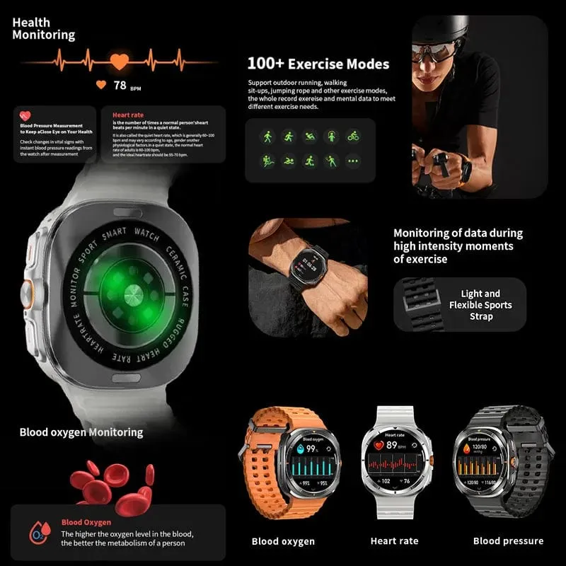 Neu Für Samsung Galaxy Uhr Ultra Neue GPS Track Smart Uhr Männer Amoled Immer Display Blut Zucker Uhr BT Sprechen NFC Smart Uhr