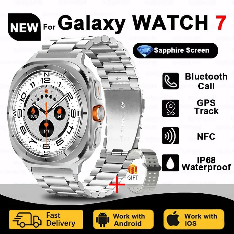 Neu Für Samsung Galaxy Uhr Ultra Neue GPS Track Smart Uhr Männer Amoled Immer Display Blut Zucker Uhr BT Sprechen NFC Smart Uhr