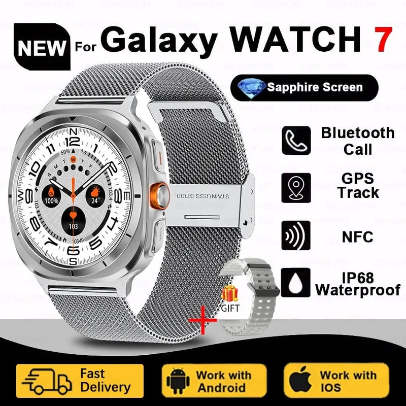 Neu Für Samsung Galaxy Uhr Ultra Neue GPS Track Smart Uhr Männer Amoled Immer Display Blut Zucker Uhr BT Sprechen NFC Smart Uhr