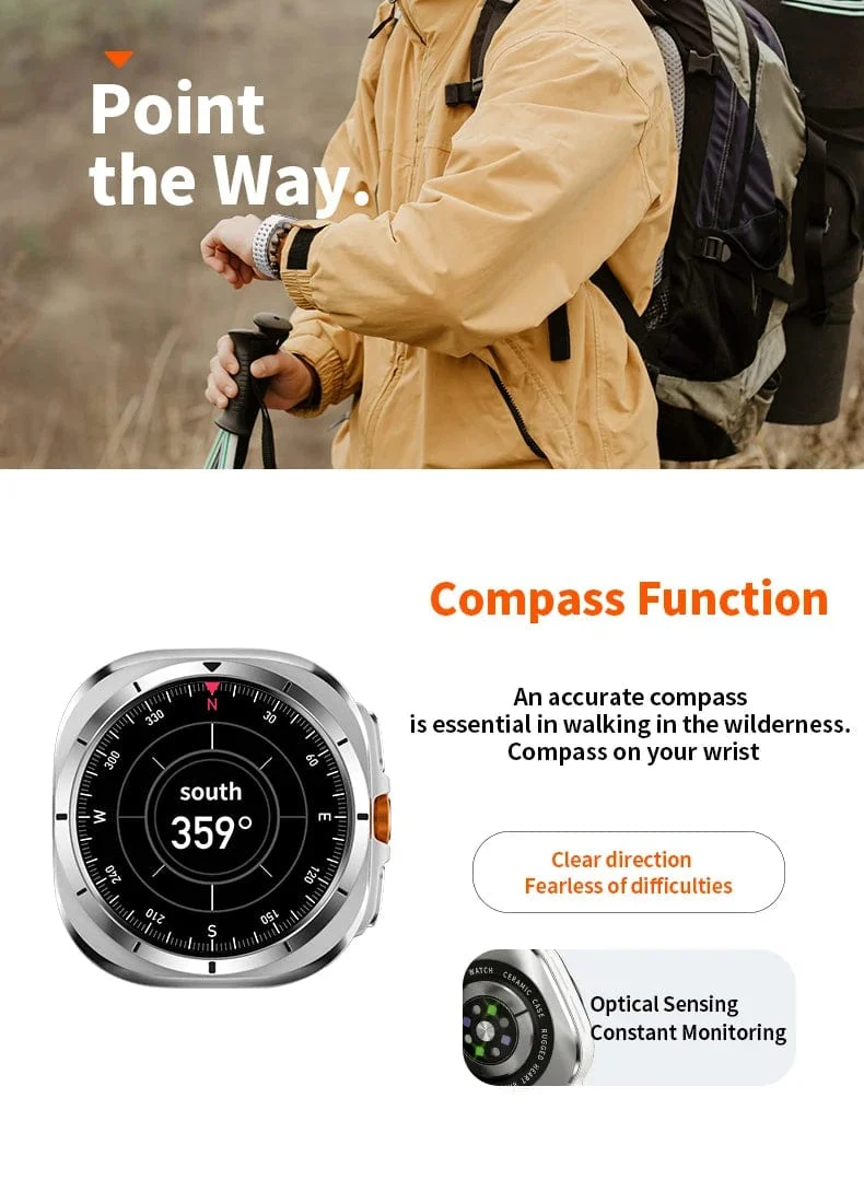 Neu Für Samsung Galaxy Uhr Ultra Neue GPS Track Smart Uhr Männer Amoled Immer Display Blut Zucker Uhr BT Sprechen NFC Smart Uhr