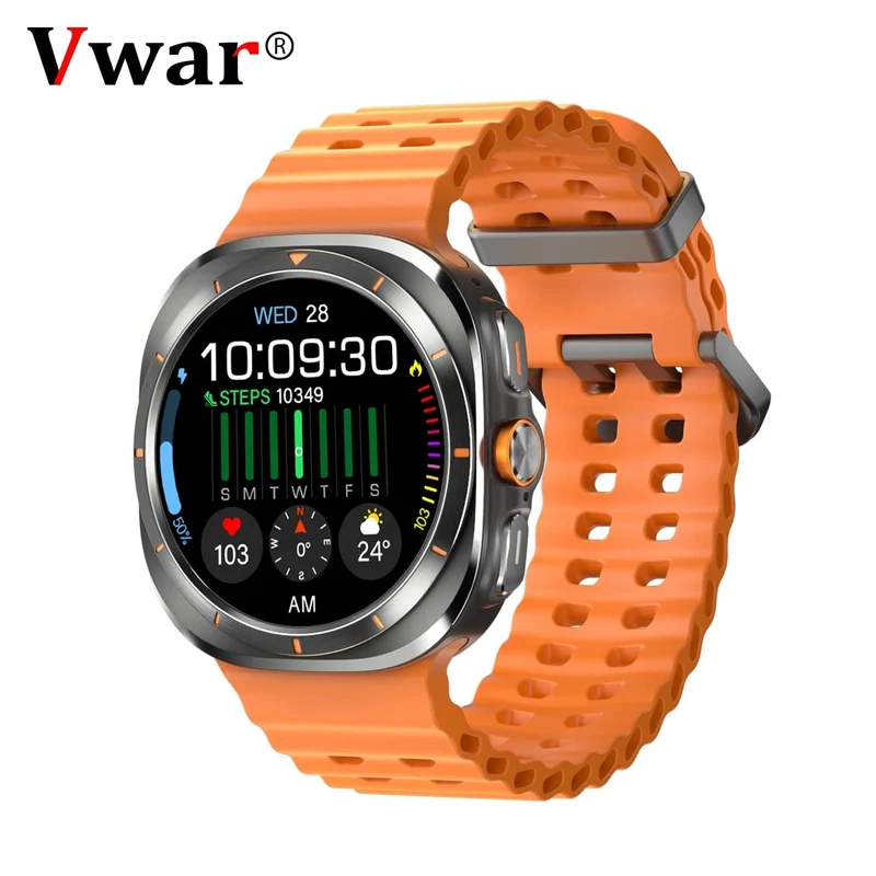 Vwar Watch 7 Ultra 47 mm Smart Watch IP68 wasserdicht Bluetooth Anruf Kompass Smartwatch für Männer Frauen 1.43 Zoll AMOLED Bildschirm SpO2
