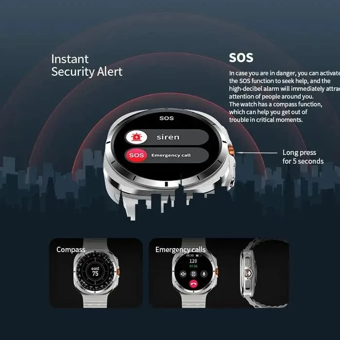 Vwar Watch 7 Ultra 47 mm Smart Watch IP68 wasserdicht Bluetooth Anruf Kompass Smartwatch für Männer Frauen 1.43 Zoll AMOLED Bildschirm SpO2