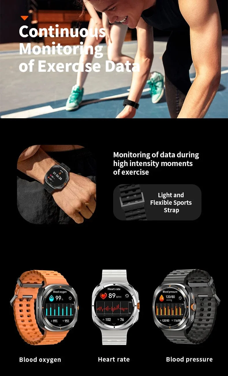 Vwar Watch 7 Ultra 47 mm Smart Watch IP68 wasserdicht Bluetooth Anruf Kompass Smartwatch für Männer Frauen 1.43 Zoll AMOLED Bildschirm SpO2