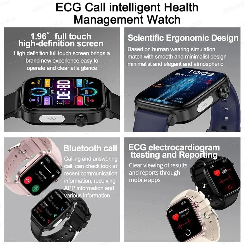 2024 Neue EKG + PPG Harnsäure Nicht-invasive Blutzucker-Smartwatch Männer Bluetooth-Anruf Herzfrequenz Blutdruck Smart Watch Frauen