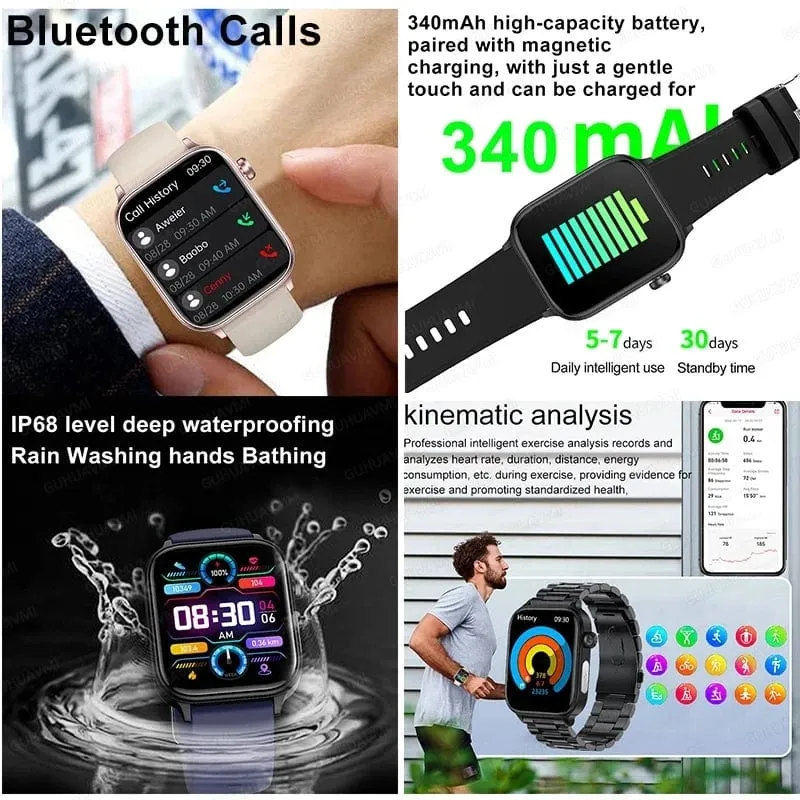 2024 Neue EKG + PPG Harnsäure Nicht-invasive Blutzucker-Smartwatch Männer Bluetooth-Anruf Herzfrequenz Blutdruck Smart Watch Frauen