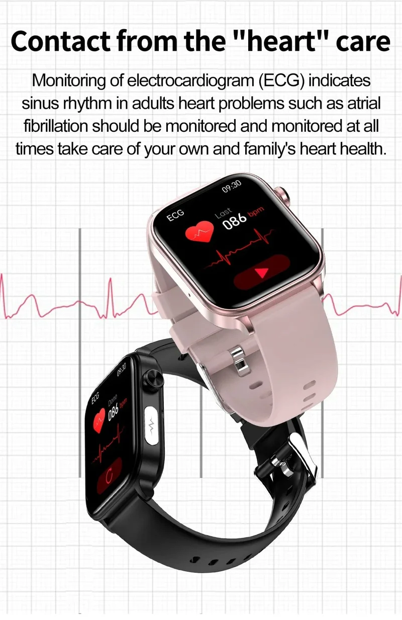 2024 Neue EKG + PPG Harnsäure Nicht-invasive Blutzucker-Smartwatch Männer Bluetooth-Anruf Herzfrequenz Blutdruck Smart Watch Frauen