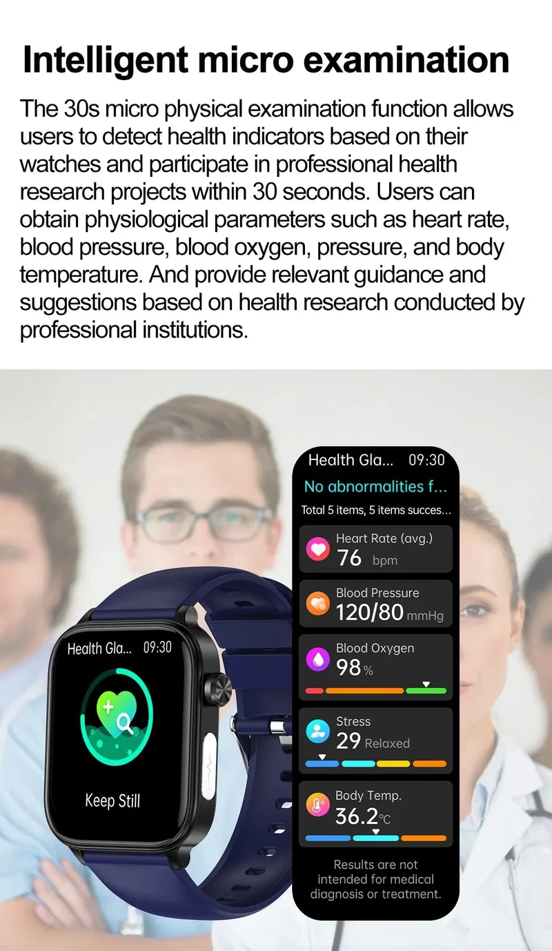 2024 Neue EKG + PPG Harnsäure Nicht-invasive Blutzucker-Smartwatch Männer Bluetooth-Anruf Herzfrequenz Blutdruck Smart Watch Frauen