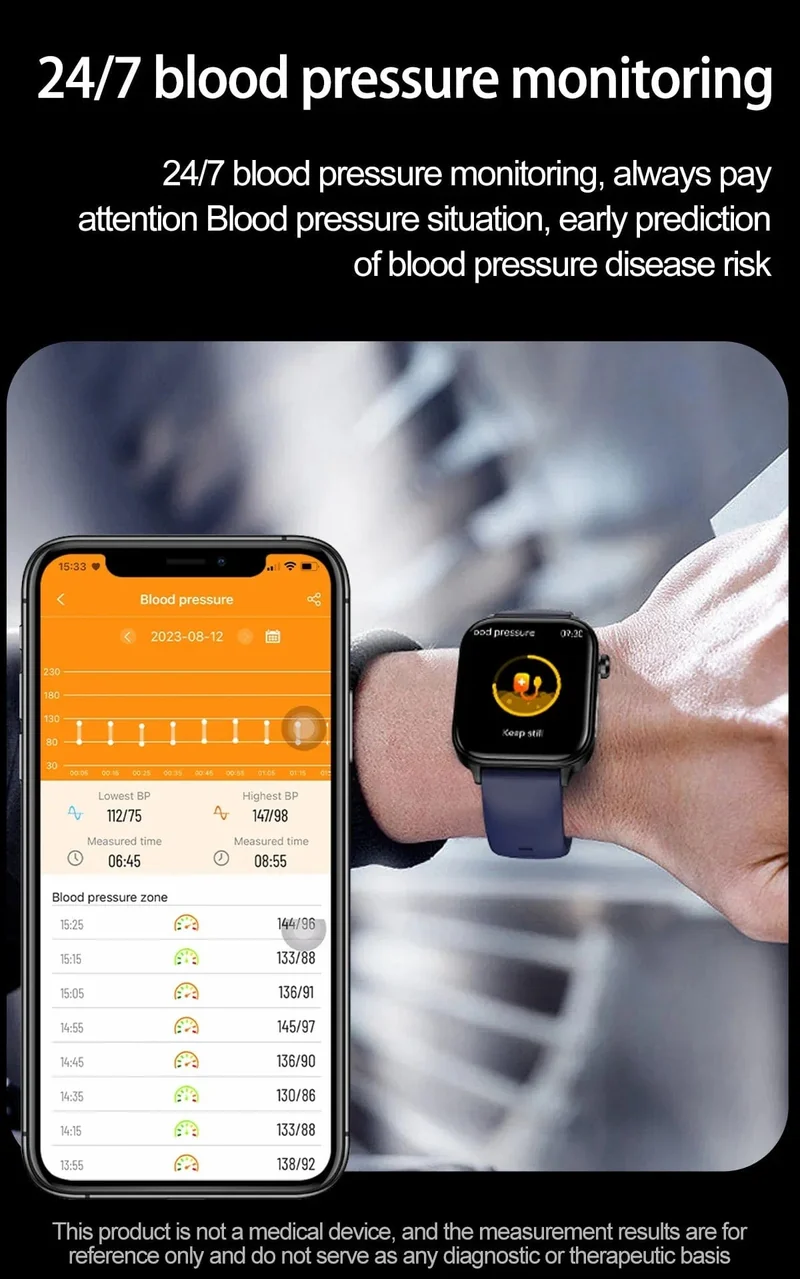 2024 Neue EKG + PPG Harnsäure Nicht-invasive Blutzucker-Smartwatch Männer Bluetooth-Anruf Herzfrequenz Blutdruck Smart Watch Frauen