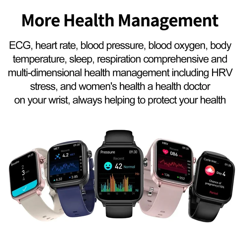 2024 Neue EKG + PPG Harnsäure Nicht-invasive Blutzucker-Smartwatch Männer Bluetooth-Anruf Herzfrequenz Blutdruck Smart Watch Frauen