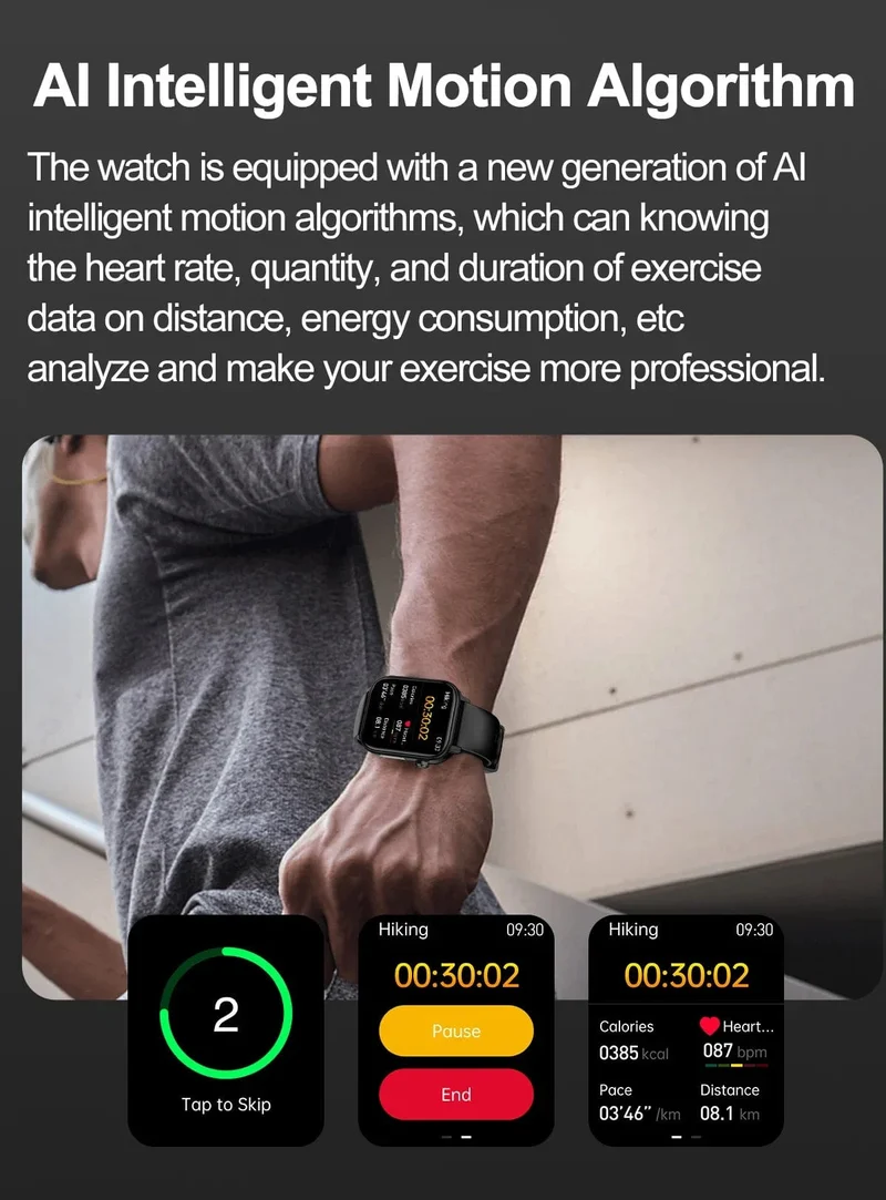 2024 Neue EKG + PPG Harnsäure Nicht-invasive Blutzucker-Smartwatch Männer Bluetooth-Anruf Herzfrequenz Blutdruck Smart Watch Frauen