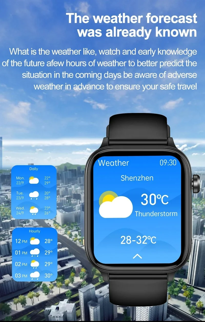 2024 Neue EKG + PPG Harnsäure Nicht-invasive Blutzucker-Smartwatch Männer Bluetooth-Anruf Herzfrequenz Blutdruck Smart Watch Frauen