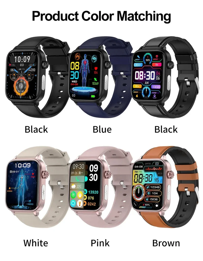 2024 Neue EKG + PPG Harnsäure Nicht-invasive Blutzucker-Smartwatch Männer Bluetooth-Anruf Herzfrequenz Blutdruck Smart Watch Frauen